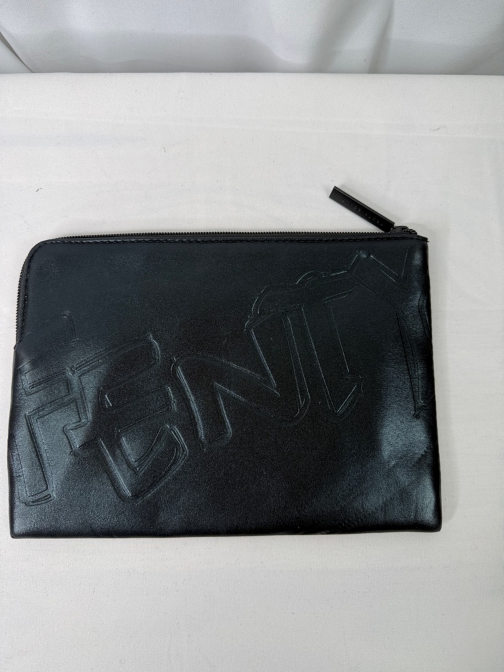 Fenty Beauty Black Embossed Leather Toiletry Pouch